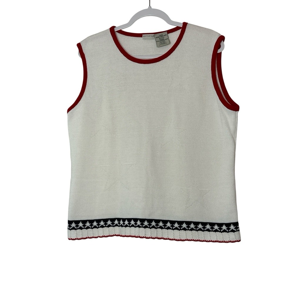 White Stag Sweater Vest Women's XL Stars Independence Day 4th Of July Y2K Stretc